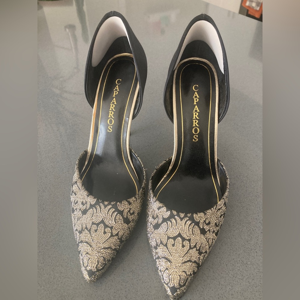 Black and Gold Caparros Heels